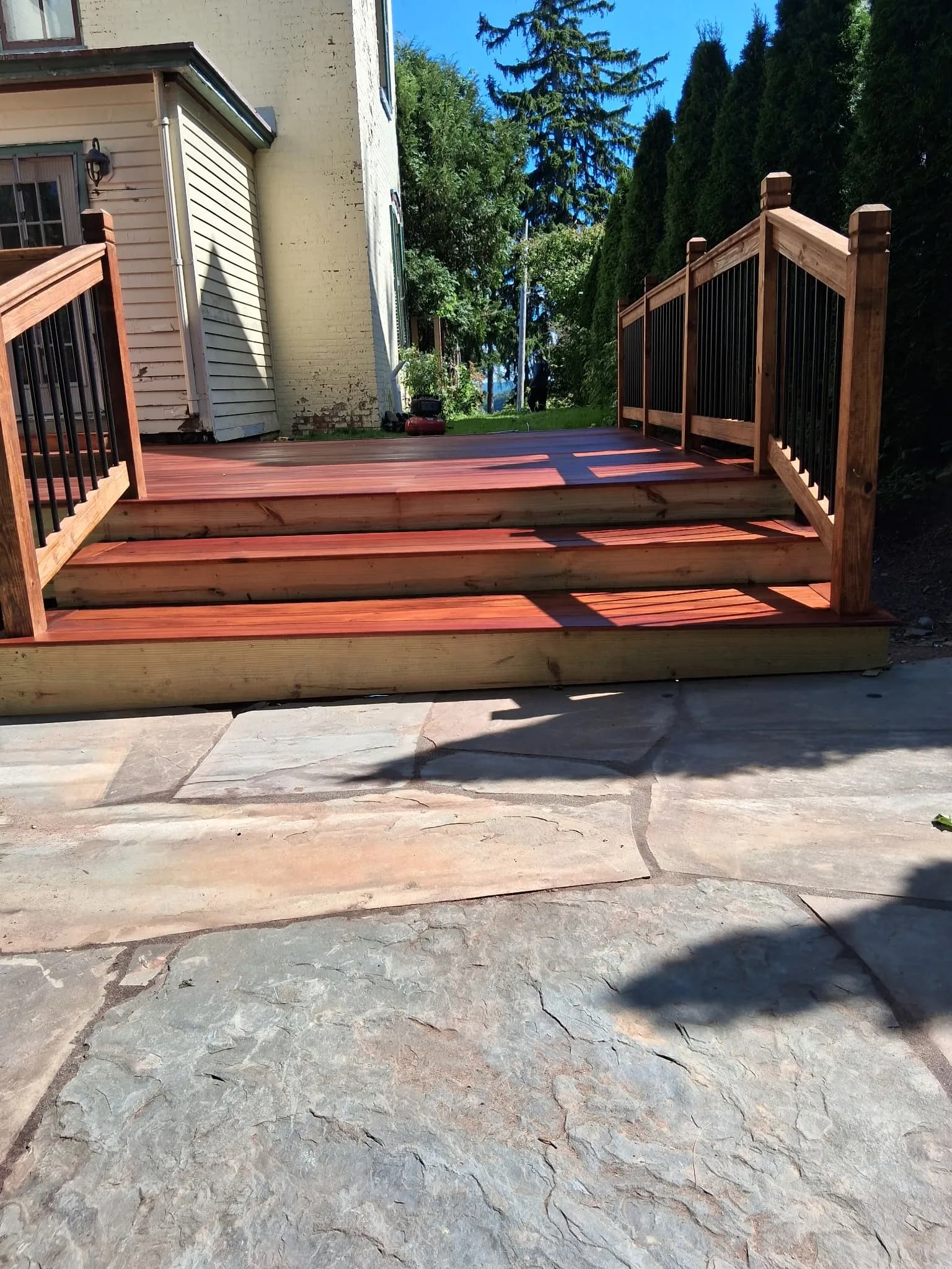 Gallery photos for Tigerwood Deck Build with Natural Stone Steps to Lower Yard: Image #1