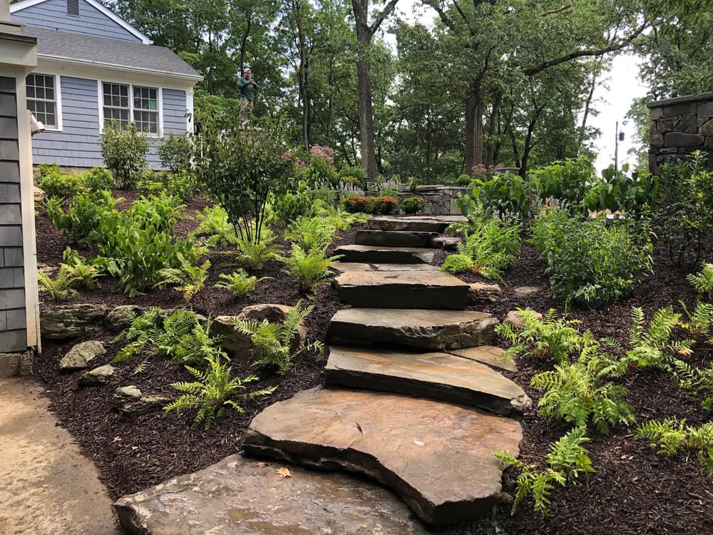Natural Bluestone Step Installation on a Sloped Property in Wappingers Falls image